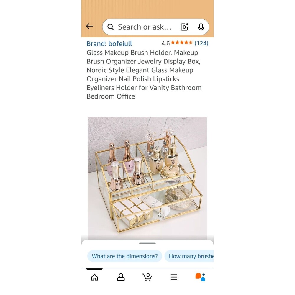 Glass Jewelry And Makeup Brush Organizer
